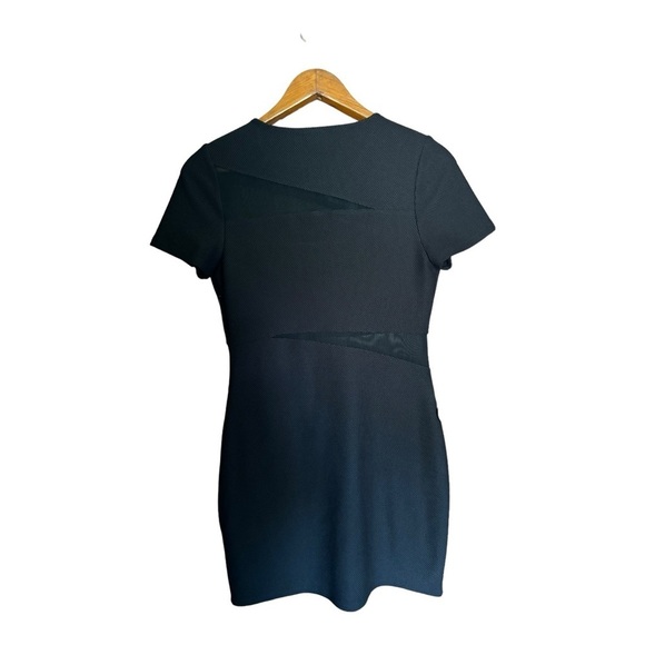 Express Little Black Dress Short Sleeve Round Neck Size 8 with Sheer Mesh Panels - Picture 3 of 7
